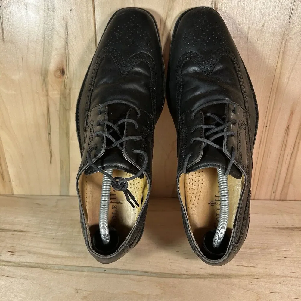 Cole Haan Grand Wingtip Black Leather Oxford Shoes Men Size 10.5 M